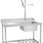 S/steel heavy duty dish entery table with: . built-in sink