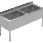 S/steel open type double bowl sink