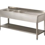 S/steel open type double bowl sink