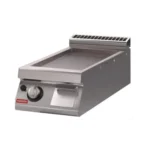 Gas griddle, smooth mild steel plate, top
