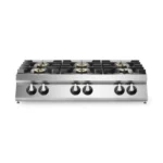 Gas range pressed worktop, 6 burners, top