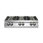 Gas range pressed worktop, 6 burners, top